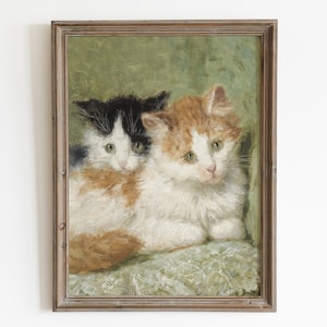 Pintura al óleo de gatito antiguo: Arte de gato vintage IMPRIMIBLE (Descarga digital)