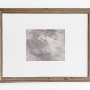Antique clouds oil painting. Neutral clouds PRINTABLE art. Clouds vintage print. Nursery muted decor. Farmhouse decor. Downloadable art