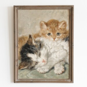 Pintura al óleo de gatito vintage: Arte de gato antiguo IMPRIMIBLE (Descarga digital)