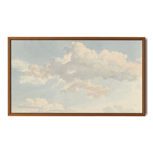 Samsung Frame TV art. Watercolor painting. Minimalist wall art. Antique watercolor. Clouds painting. Art for tv screen. Instant download