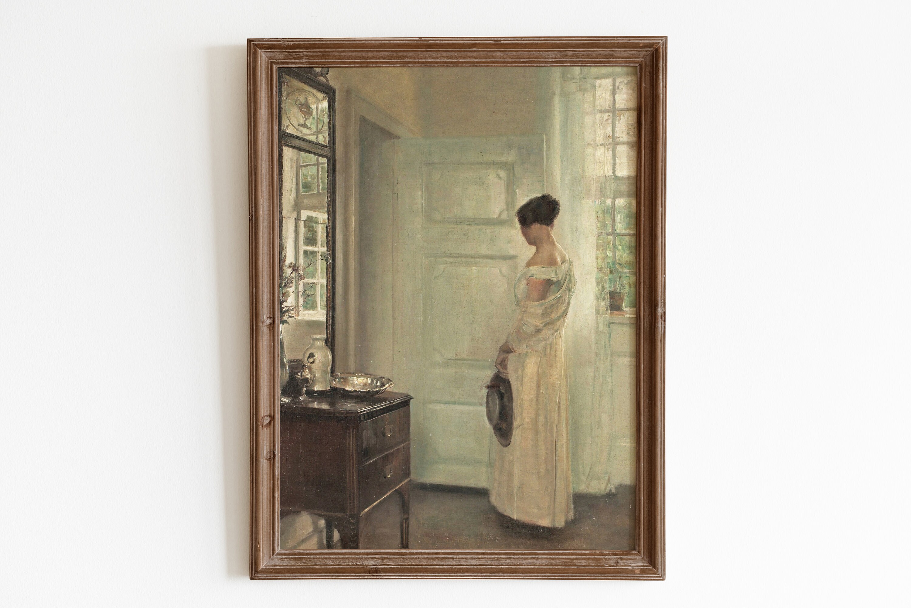 Vintage woman portrait print. Antique oil painting. Woman in a | Etsy