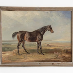 Antique Brown Horse Oil Painting: Vintage Equestrian Art (Printable)
