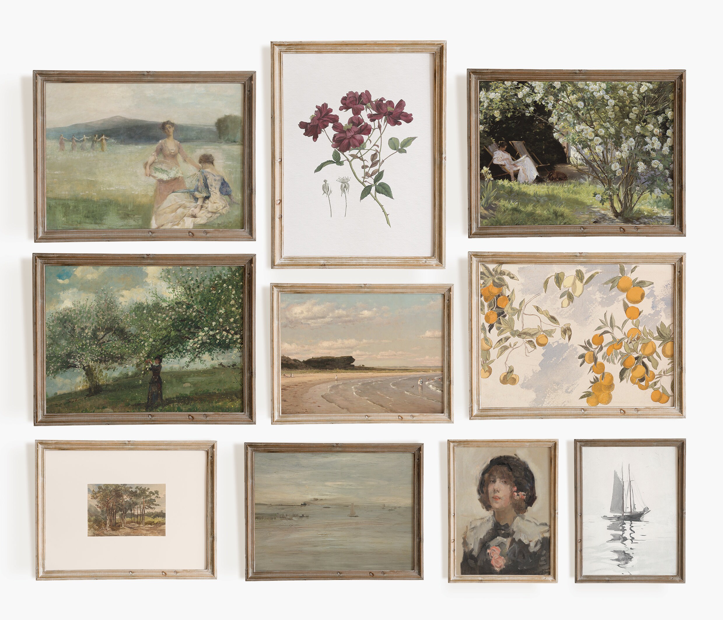 Vintage Farmhouse Gallery Wall Set Antique Landscape Wall Art PRINTABLE