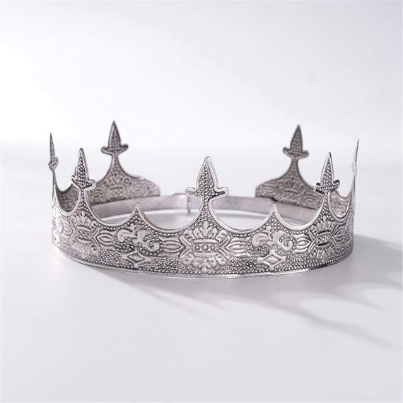 PRETYZOOM Antique Silver King Crown PU Foam Tiara Medieval Costume Crown Prom Party Hats