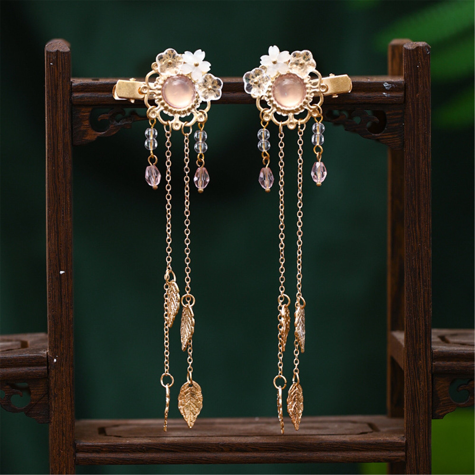 Vintage Women Hair Grips Long Tassels Leaves Hair Clips Bride Etsy