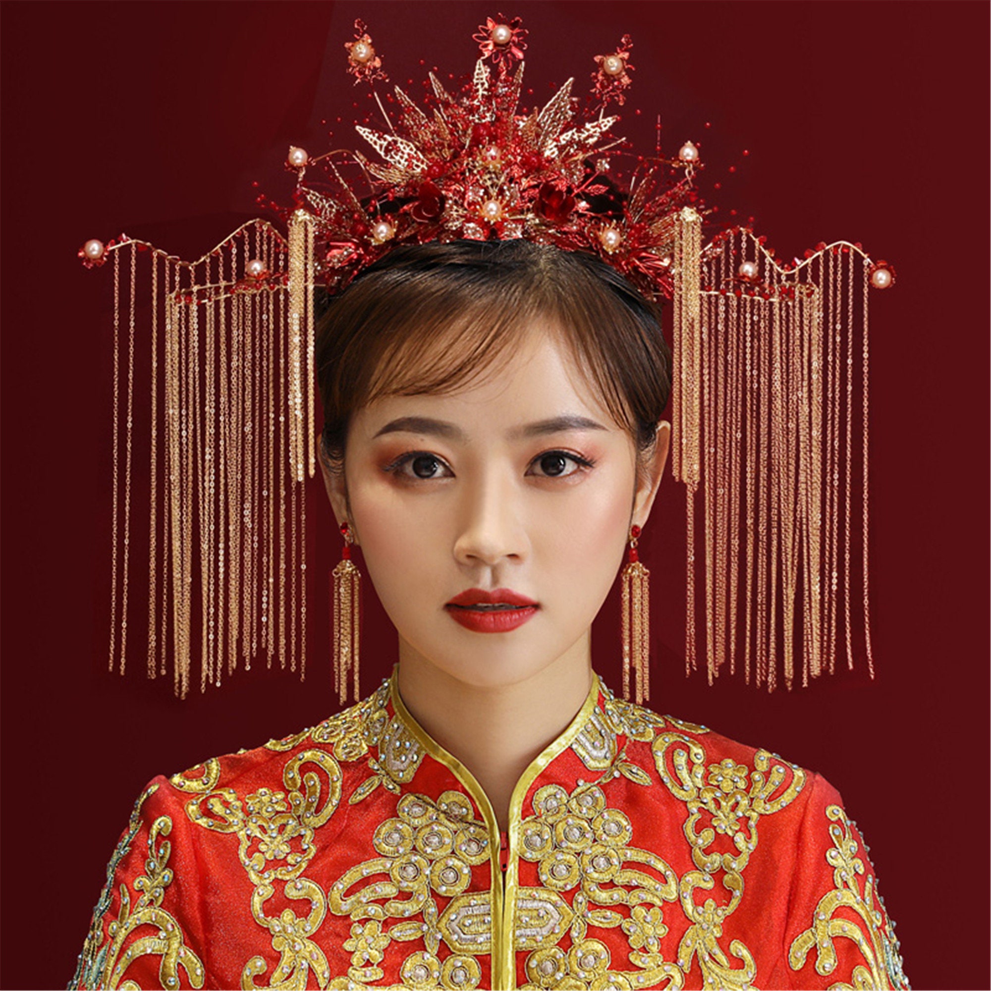 Chinese Traditional Wedding Bridal Headdress Phoenix Crown | Etsy