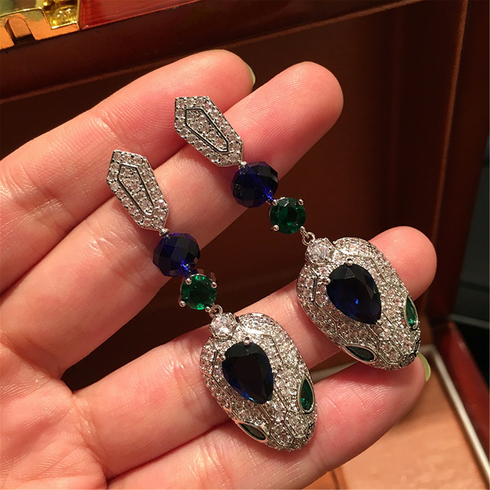 Inlaid Zircon Snake Earring Female For Women Round Fashion Etsy