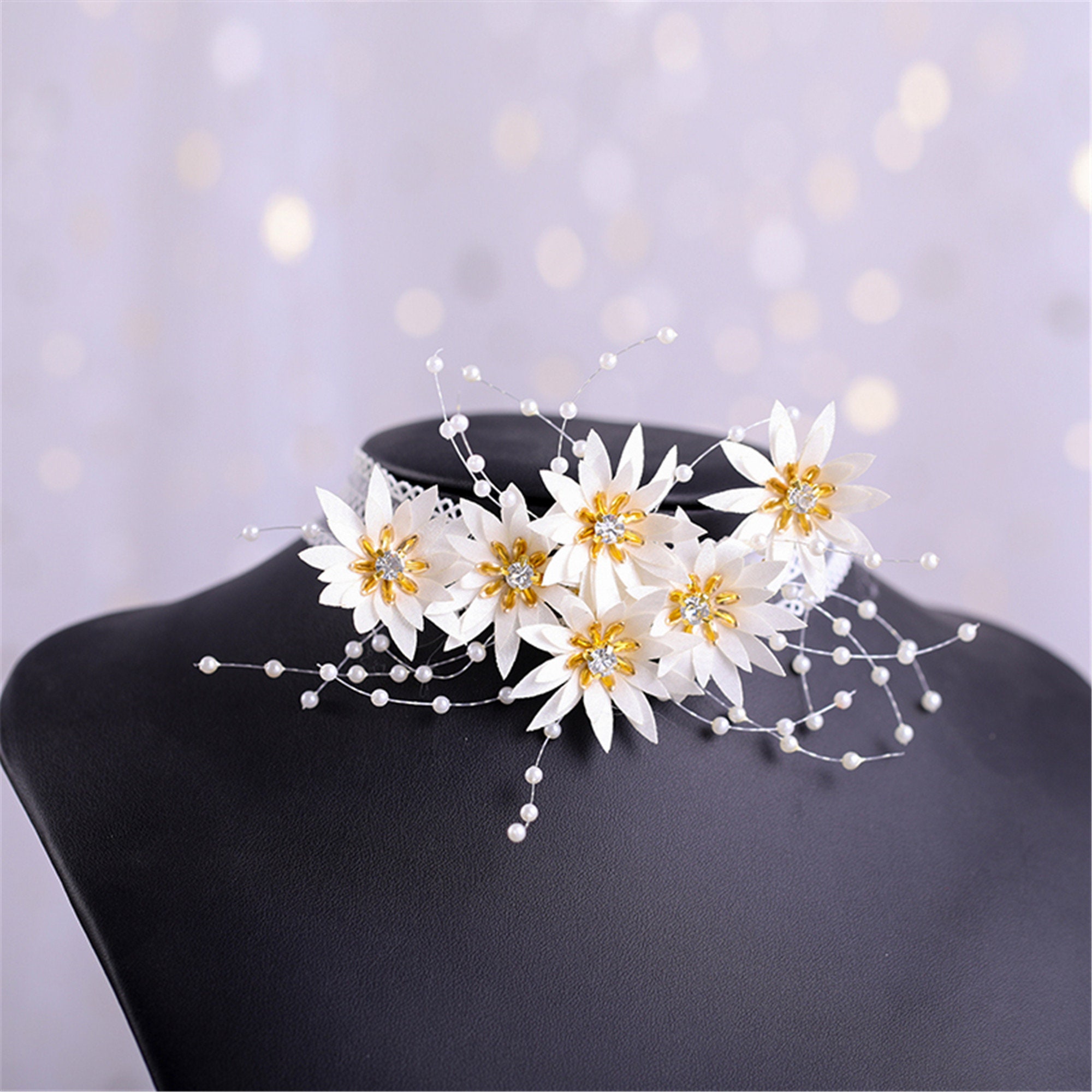 Flower Neckband Bridal Headband Wedding Accessories Decoration Etsy