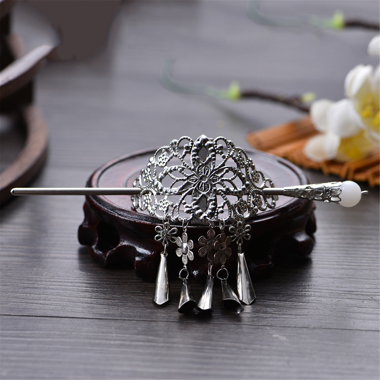 Handmade Chinese 1 Piece Hair Stick 1 Pair Earrings 1 Clip Bun Etsy