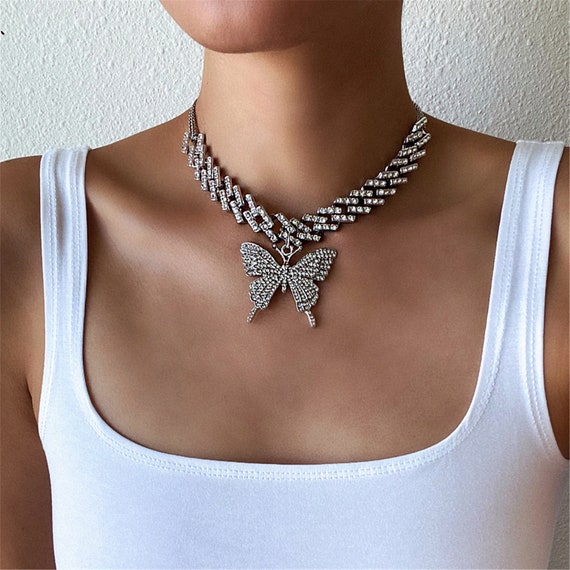 Fashion Butterfly Chain Iced Out Cuban 