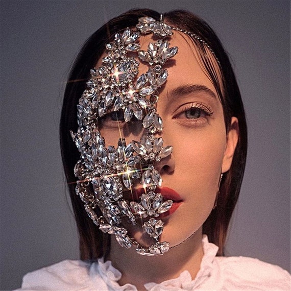 Fashion Halloween Half Face Mask Rhinestone Jewelry for Women Etsy Canada