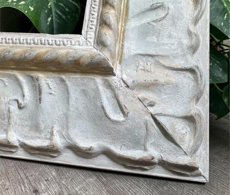 Vintage Hand Painted Frame 8”, Ornate Antique White Picture Frame ...