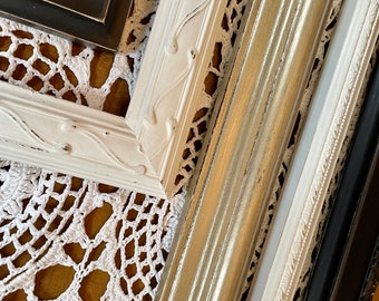 Custom Vintage Frame Set: Black, White & Champagne Gallery Wall Frames
