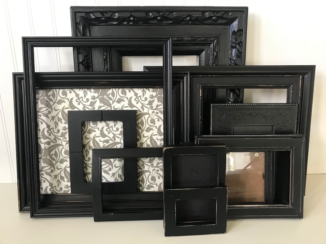 Black Gallery Wall Frames: Custom Distressed Farmhouse Decor - Etsy