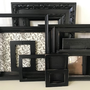 Black Gallery Wall Frames - Custom Painted Frames - Distressed Frames - Rustic Frames - Farmhouse Decor - Shabby Chic Frames