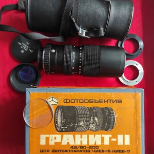 Vintage photo lens GRANIT 11 4.5/80-200 USSR Zoom lens M42