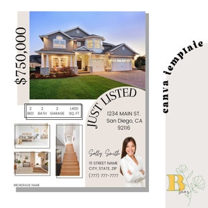 New Listing Flyer // Real Estate Canva Template // Just Listed Real Estate Flyer // Real Estate Flyers // Real Estate Templates