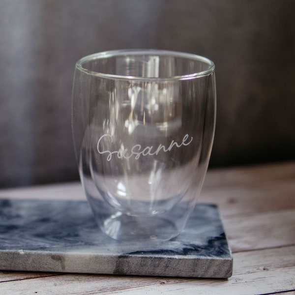 Thermoglas | doppelwandiges Trinkglas, mit Namen personalisiert