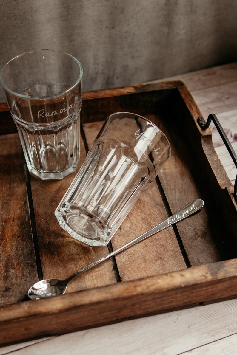 Latte Macchiato Glas mit personalisierter Gravur, mit Name, handgraviert, Cocktailglas Bild 5