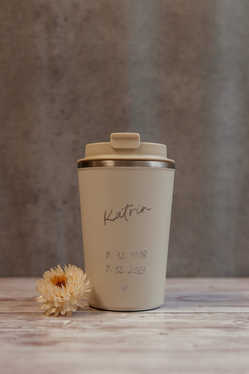 Thermobecher mit Gravur To-Go-Becher Beige