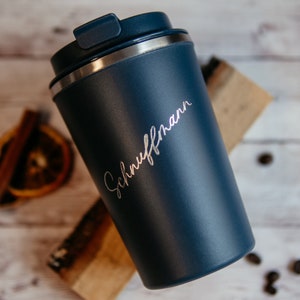 Thermobecher mit Gravur To-Go-Becher Petrolblau