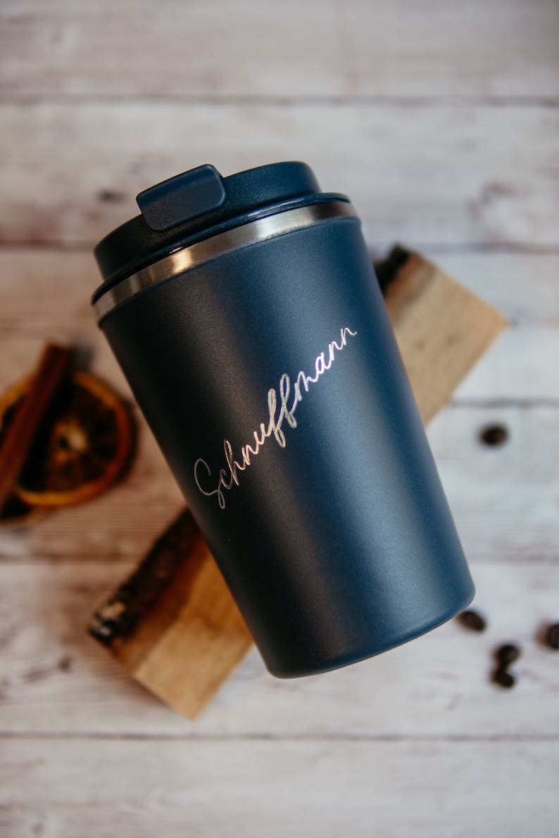 Thermobecher mit Gravur To-Go-Becher Petrolblau