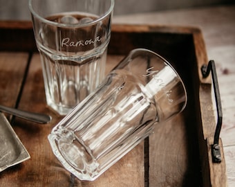 Latte Macchiato Glas mit personalisierter Gravur, mit Name, handgraviert, Cocktailglas