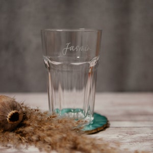 Latte Macchiato Glas mit personalisierter Gravur, mit Name, handgraviert, Cocktailglas klar