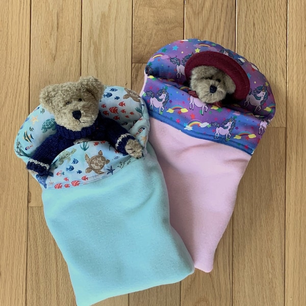 Stuffed Animal Sleeping Bag, Sleeping Bag for Small Dolls, Kids Toy Sleeping Bag with Pillow, Perfect for an Easter Basket  Gift