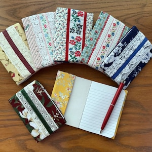 Small Pocket Notebook, Perfect for Passwords! Made from Repurposed Vintage Lace & Linen, Reusable Fabric Cover, Unique Gift, Elastic Closure