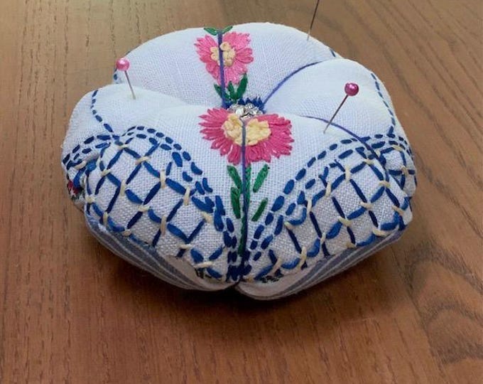 Handmade Pincushions Embellished with Vintage Touches, Gift for Sewing & Quilting lover