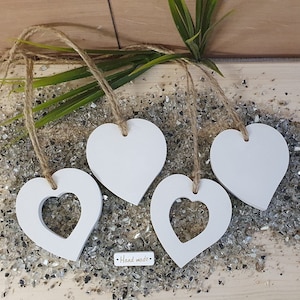 Heart Pendant Set of 4 made of ceramic clay Decorative Gift Tag Wedding