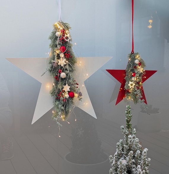 LED Stern Weihnachten rot oder weiß - 30 cm & 50 cm mit Timer