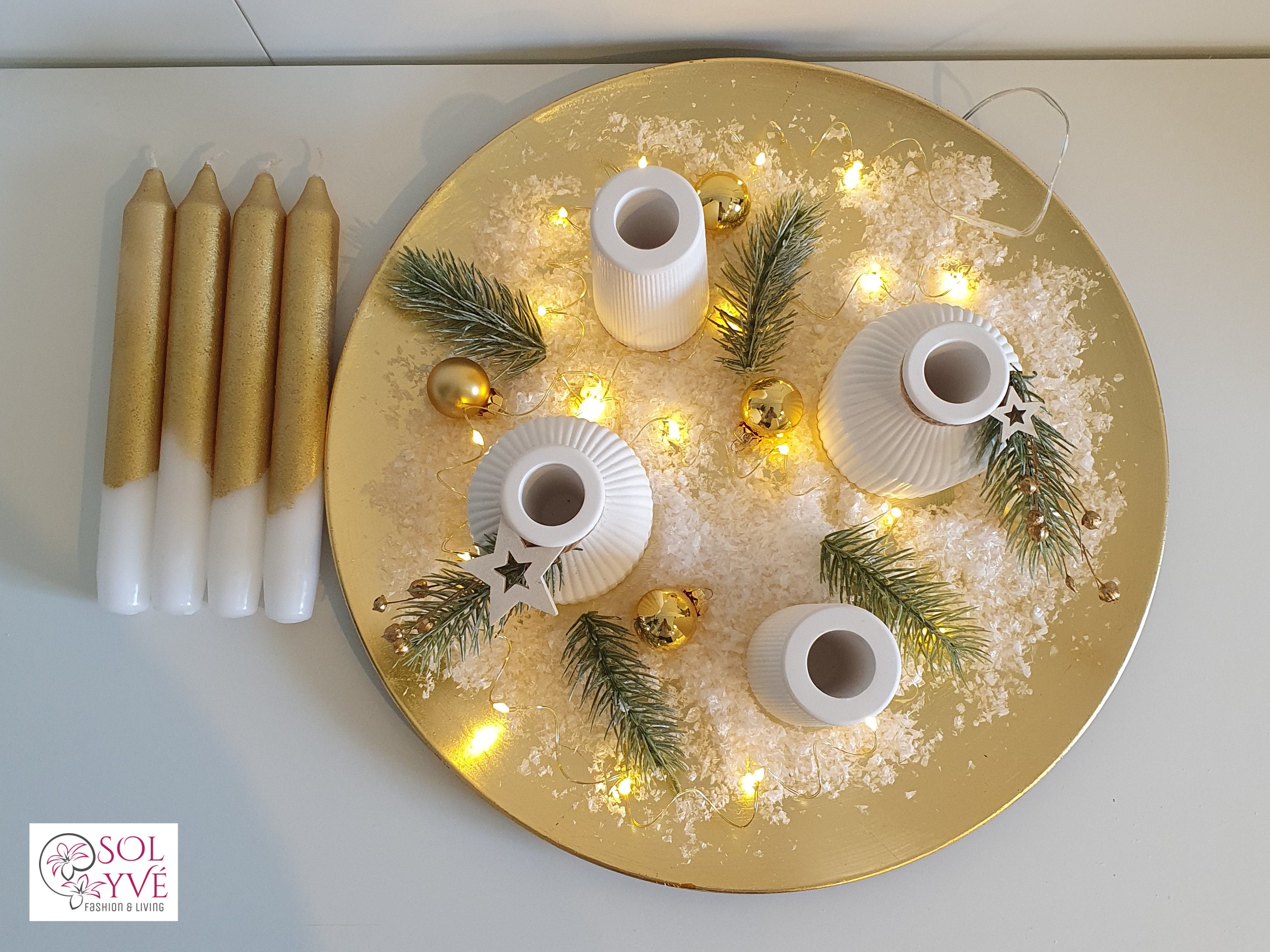 GILDE Couronne De L'Avent – 4 Bougies Flammes – Décoration De L'Avent En Aluminium – Pour 4 Bougies – Couleur : Argenté – 40 Cm