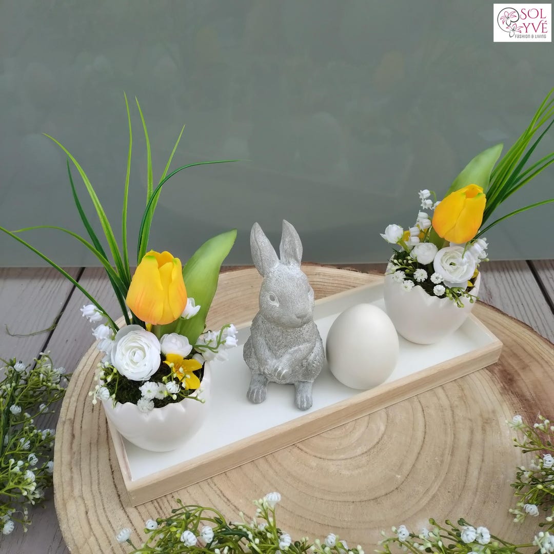 Frühlingsdeko Tulpen Tablett rosa oder gelb I Tischdeko Ostern
