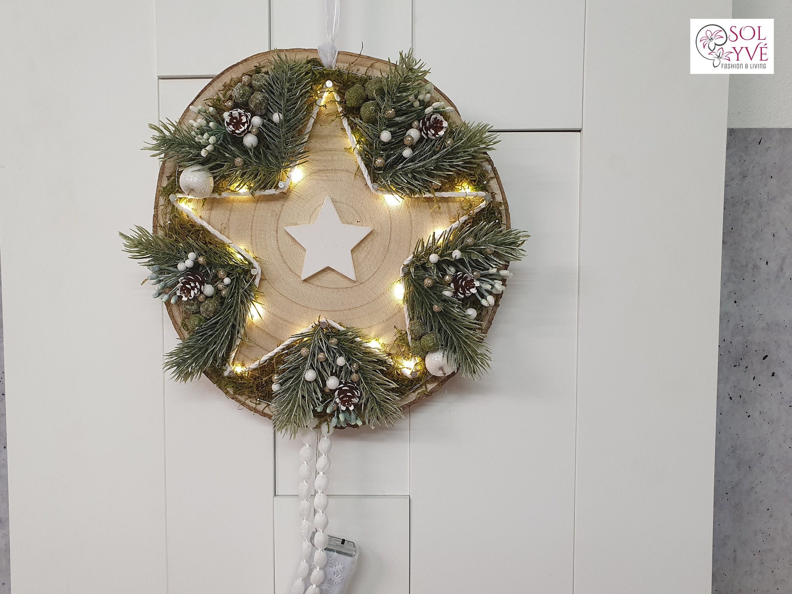 Weihnachtskranz Mit Beleuchtung & Timer - Skandinavische Deko Für Tür & Fenster