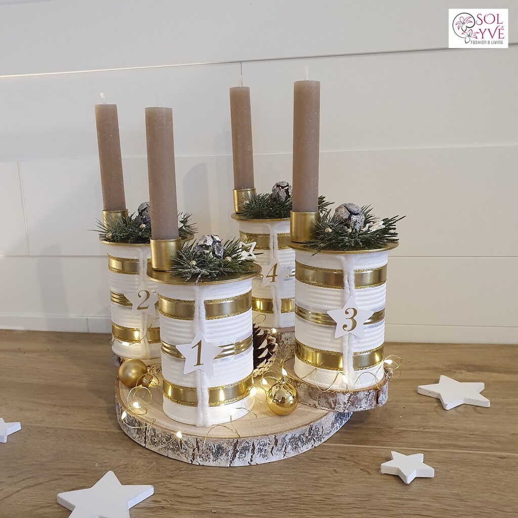 Portacandele Per Corona Dell'Avvento In Oro - Set Da 4 Pezzi, Metallici, Stabili, Per Candele LED O Cera (Diam. 5-6 Cm)