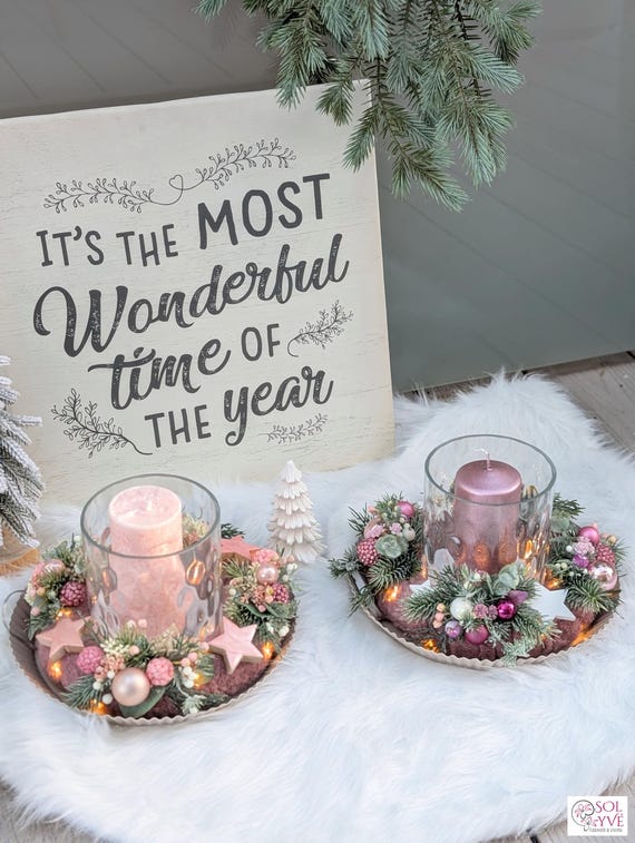Couronne Cœur Baies Violettes Avec Lumières LED - Décoration Hiver/Noël