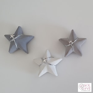 Magnets set of 3 stars made of concrete extra strong white, grey, or colourful - Christmas decoration fridge magnets