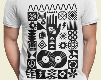 Abstract Vinyl Record T-Shirt: Organic Cotton Music Tee, DJ Gift