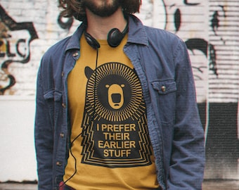 Muso Bear T-Shirt: Funny Indie Music Snob Tee - Organic Cotton