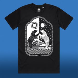 Sun & Moon Bear t-shirt with Text &quot;Unity&quot; (Animal Shirt / Print, Yoga gift, Gifts for Him / Her, Spiritual)