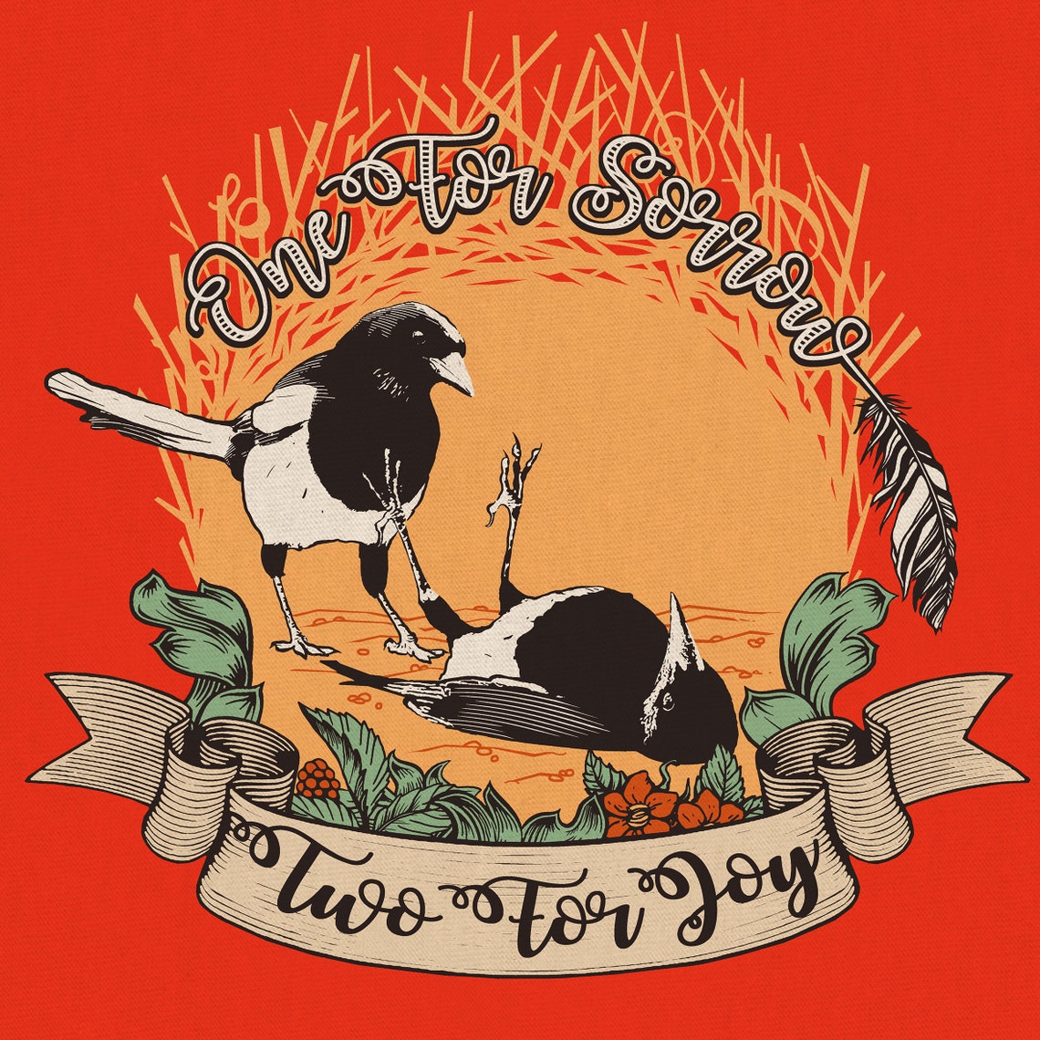 One for Sorrow Two for Joy Tshirt / Magpie Rhyme / Etsy