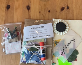 Junk Journal Kit - Journal and Glue Stick Included with paper paraphernalia