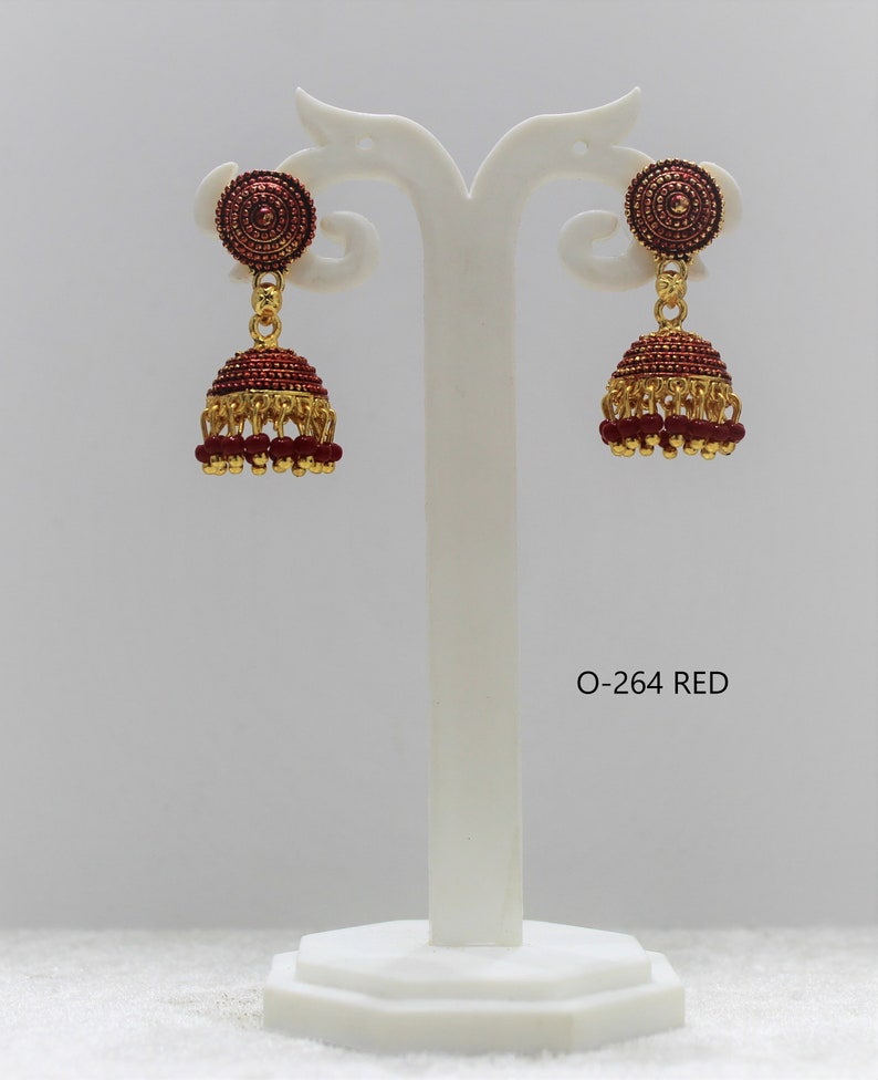 New Indian Pakistani Bollywood Gold Dangle Jhumka Earrings Jhumki Jewellery