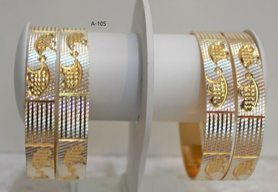 Indian Pakistani Gold Plated Bangle Pair Traditional Party Wear Kada Kangan New