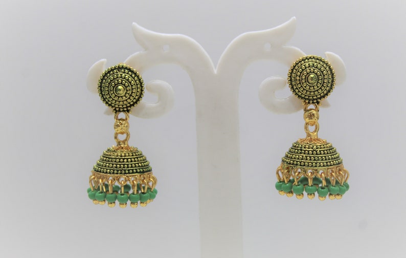New Indian Pakistani Bollywood Gold Dangle Jhumka Earrings Jhumki Jewellery