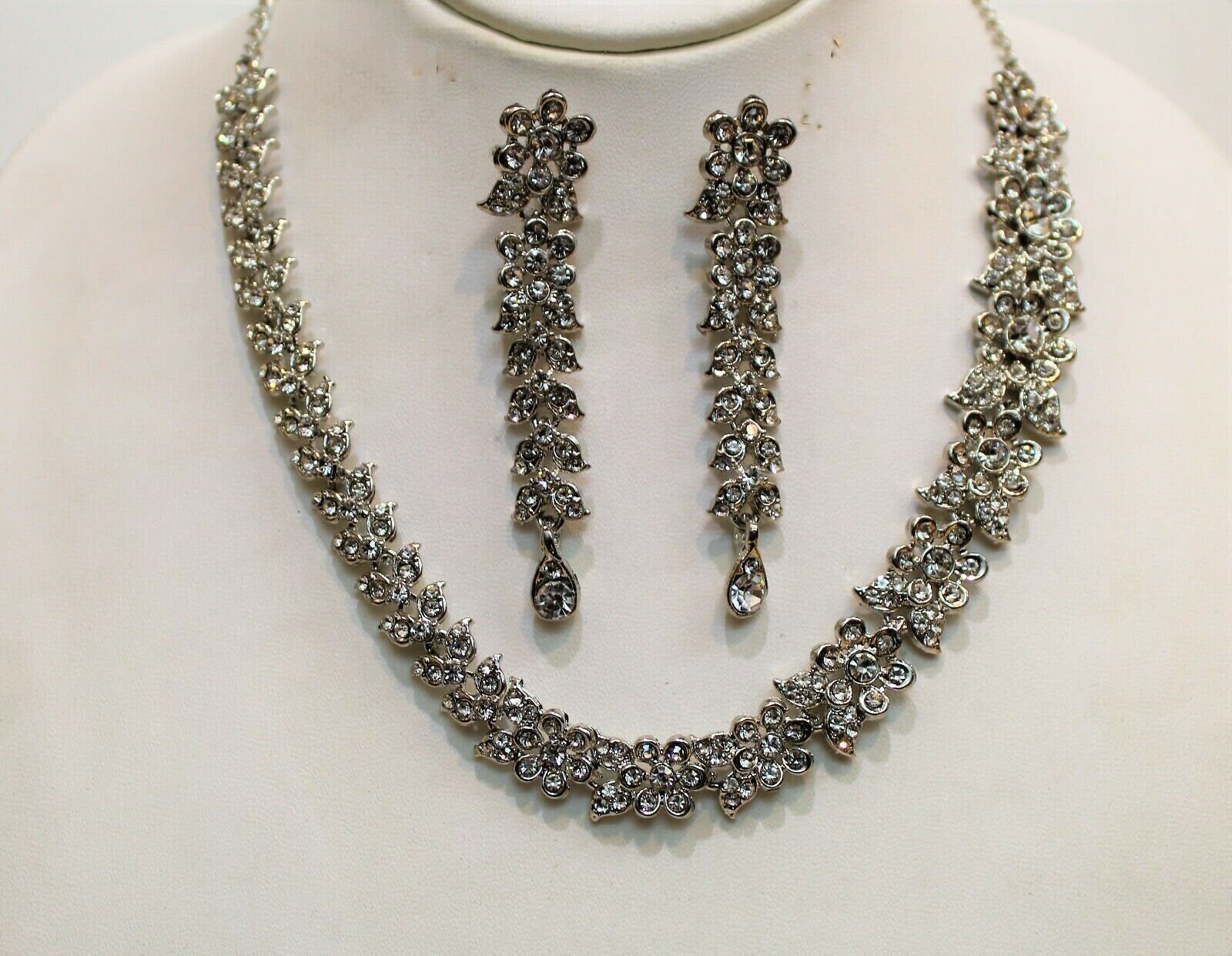 New Indian Bollywood Costume Jewellery Necklace Set Silver Etsy