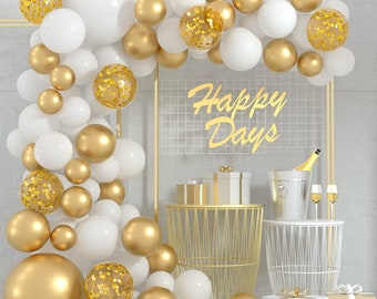 Beige ballonboog kit, 124 stuks wit zand gouden ballonslinger met