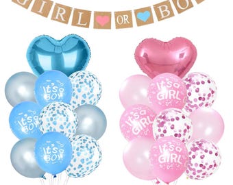 Gender Reveal Balloon Set: Pink, Blue, and Confetti Balloons